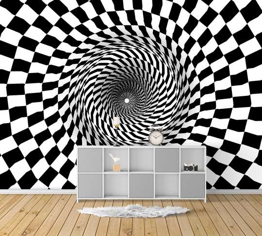 Fototapet - Tunelul geometric alb-negru