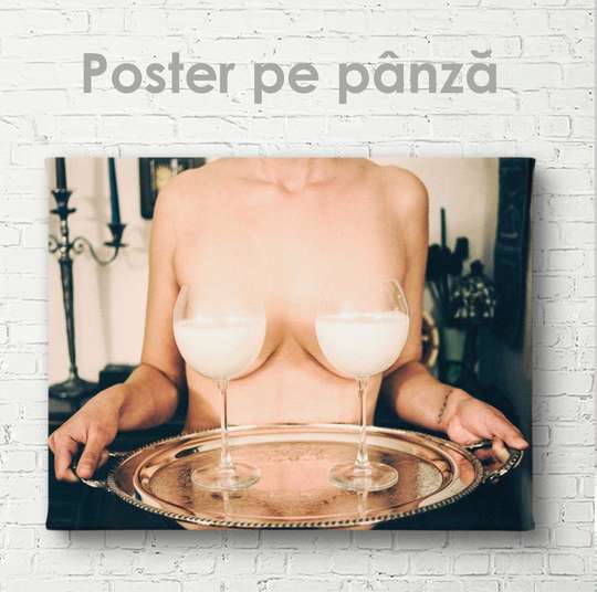 Poster - Glasses with cocktails, 45 x 30 см, Canvas on frame, Nude