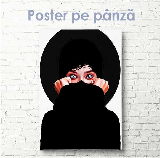 Poster - Girl in black, 30 x 60 см, Canvas on frame