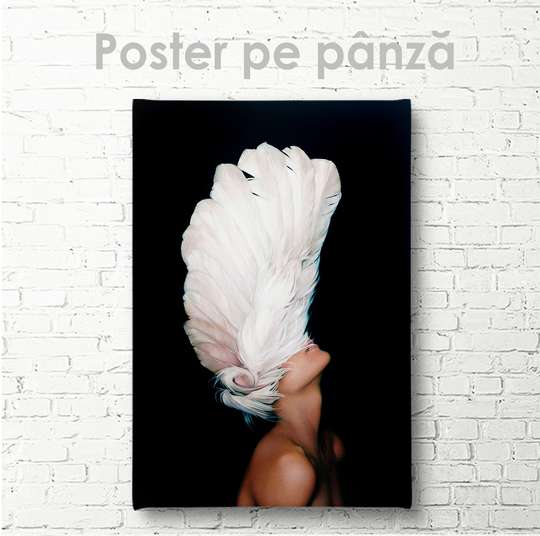 Poster - Doamnă cu pene, 30 x 45 см, Panza pe cadru