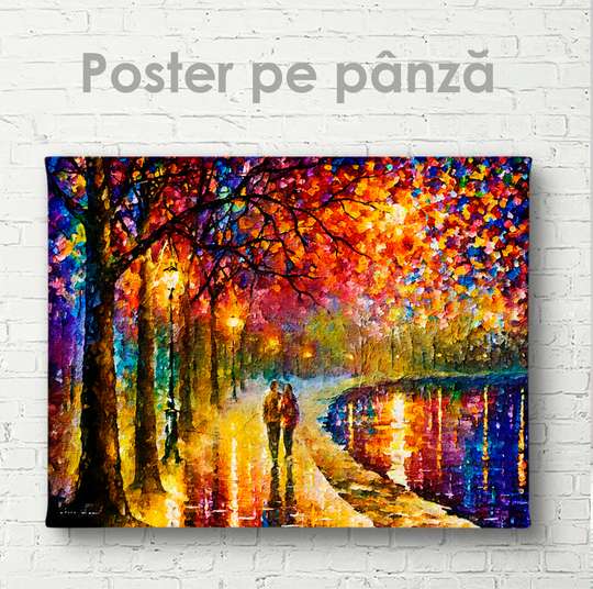 Poster - Walk by the river, 45 x 30 см, Canvas on frame