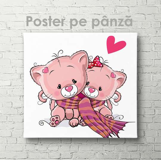 Poster - Două pisici, 40 x 40 см, Panza pe cadru