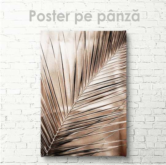 Poster - Golden palm leaf, 30 x 45 см, Canvas on frame
