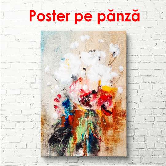 Poster - Abstract floral still life on wall background, 60 x 90 см, Framed poster