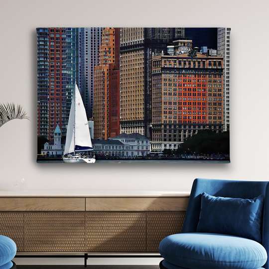 Poster - Sailing yacht, 45 x 30 см, Canvas on frame, Marine Theme