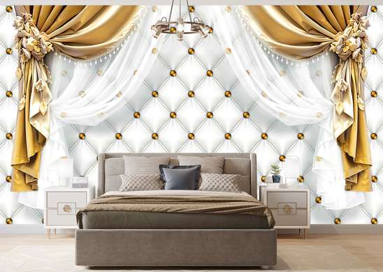 Wall Mural - Glam style wallpaper with golden elements