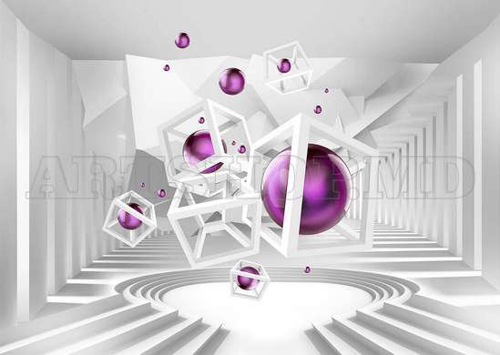 Фотообои - Фиолетовый жемчуг на абстрактном трехмерном фоне