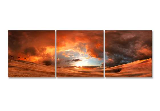 Tablou Pe Panza Multicanvas, Cerul arzător peste deșert, 135 x 45