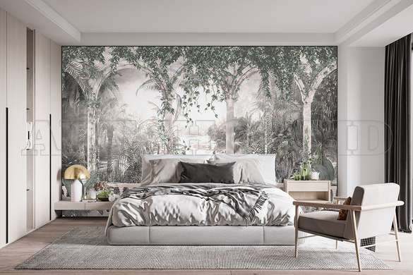 Wall mural - Tropical garden with arches