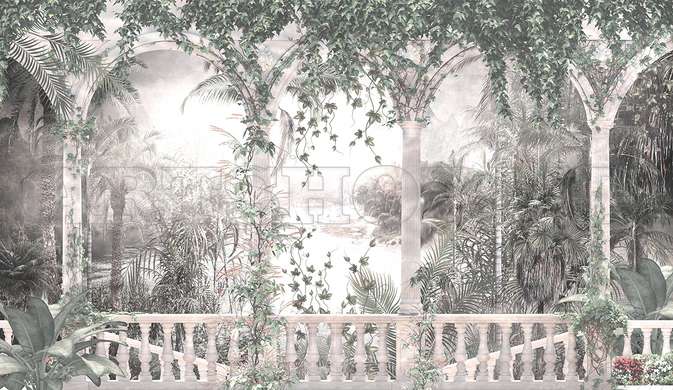 Wall mural - Tropical garden with arches