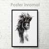 Poster - Indian Girl, 30 x 45 см, Canvas on frame, Black & White