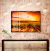 Poster - Vineyard against the backdrop of a fiery sunset, 45 x 30 см, Canvas on frame