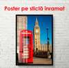 Poster - Cabina telefonică roșie, 60 x 90 см, Poster inramat pe sticla, Orașe și Hărți