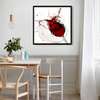 Poster - Glass with red wine and splashes on a white background, 100 x 100 см, Framed poster on glass, Food and Drinks