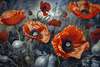 Modular picture, Red poppies on a gray background, 108 х 60