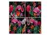 Tablou Pe Panza Multicanvas, Flamingo pe un fundal multicolor, 120 x 120