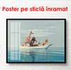 Постер - Африканские животные плывут на льдине, 90 x 60 см, Постер в раме