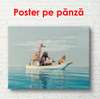 Постер - Африканские животные плывут на льдине, 90 x 60 см, Постер в раме