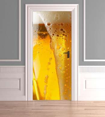 3Д наклейка на дверь, Стакан пиво, 60 x 90cm