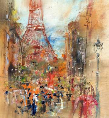 Постер - Нарисованный Париж, 100 x 100 см, Постер в раме, Города и Карты