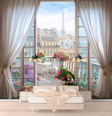 Wall Mural - Start of the day with a view of the Eiffel Tower