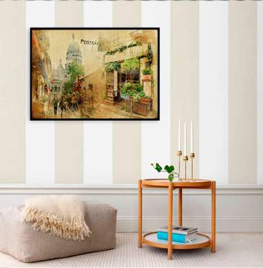Постер - Прованс в прекрасном дворе, 90 x 45 см, Постер на Стекле в раме, Винтаж