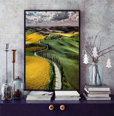 Poster - Yellow vs Green, 60 x 90 см, Framed poster on glass, Nature