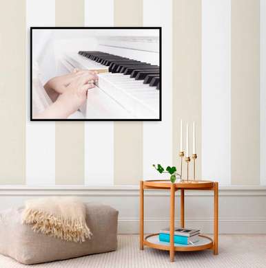 Poster - Playing the piano, 90 x 60 см, Framed poster on glass, Music