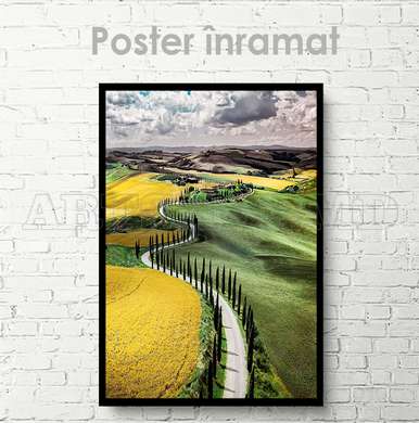 Poster - Yellow vs Green, 60 x 90 см, Framed poster on glass, Nature