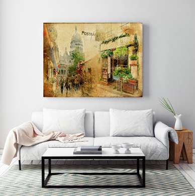 Poster - Provence in a beautiful courtyard, 90 x 45 см, Framed poster