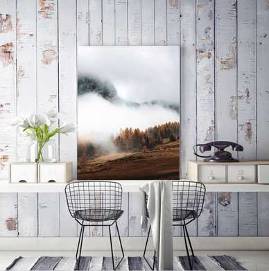 Poster - Fog in the mountains, 30 x 45 см, Canvas on frame