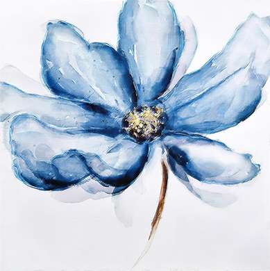 Постер - Голубой цветок, 80 x 80 см, Постер на Стекле в раме