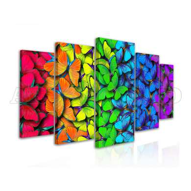 Модульная картина, Разноцветные бабочки, 108 х 60