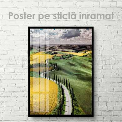 Poster - Yellow vs Green, 60 x 90 см, Framed poster on glass, Nature