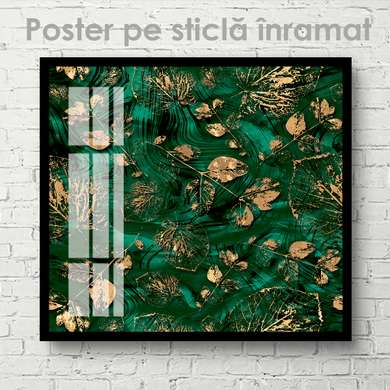 Poster - Imprimeu floral, 100 x 100 см, Poster inramat pe sticla