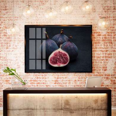 Poster - Ripe Figs, 90 x 60 см, Framed poster on glass