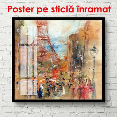 Poster - Parisul pictat, 100 x 100 см, Poster înrămat