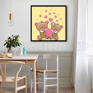 Poster - Urși drăguți, 100 x 100 см, Poster înrămat, Pentru Copii
