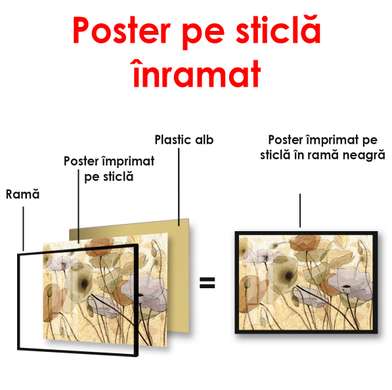 Постер - Нежные маки на бежевом фоне, 90 x 60 см, Постер в раме, Прованс