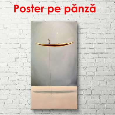 Poster - Plimbare cu barca, noaptea, 45 x 90 см, Poster inramat pe sticla, Fantezie