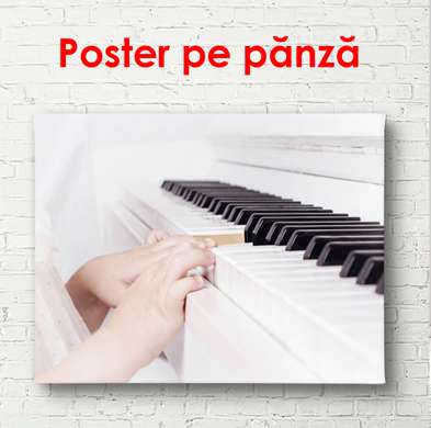 Постер - Игра на пианино, 90 x 60 см, Постер на Стекле в раме, Музыка