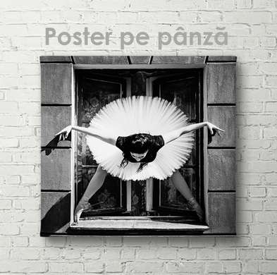 Poster - Bow, 100 x 100 см, Framed poster on glass, Black & White