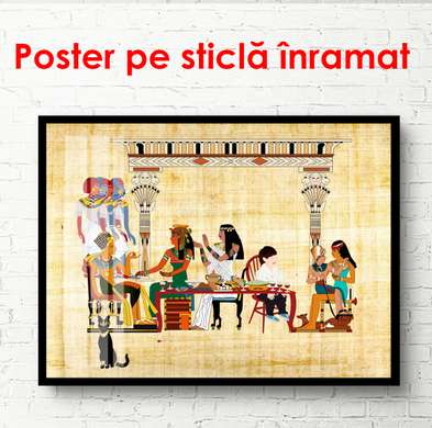 Poster - Pergament cu egiptenii, 90 x 60 см, Poster înrămat, Vintage