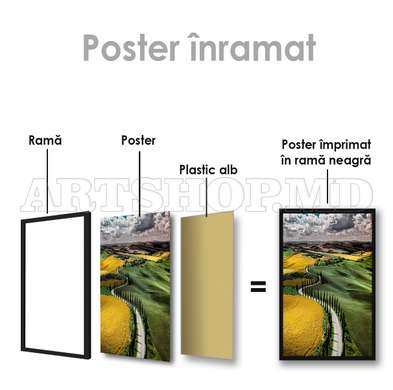 Poster - Yellow vs Green, 60 x 90 см, Framed poster on glass, Nature