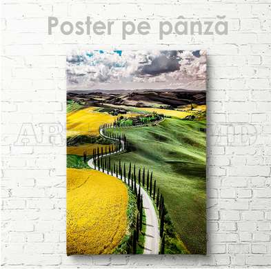 Poster - Yellow vs Green, 60 x 90 см, Framed poster on glass, Nature