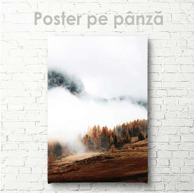 Poster - Ceață în munți, 60 x 90 см, Poster inramat pe sticla