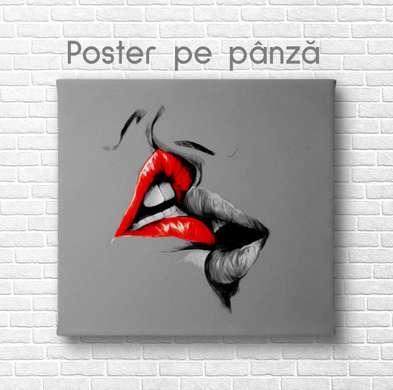 Постер - Поцелуй, 100 x 100 см, Постер на Стекле в раме