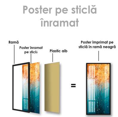 Poster - Copaci subțiri de toamnă, 45 x 90 см, Poster inramat pe sticla
