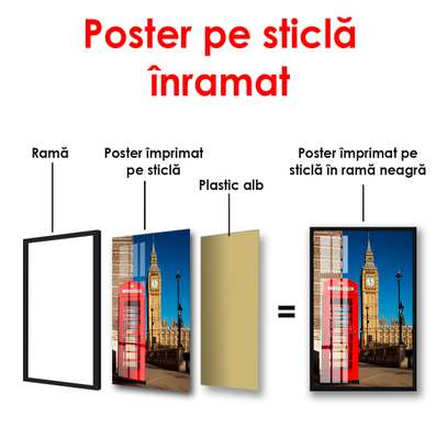 Poster - Cabina telefonică roșie, 60 x 90 см, Poster înrămat