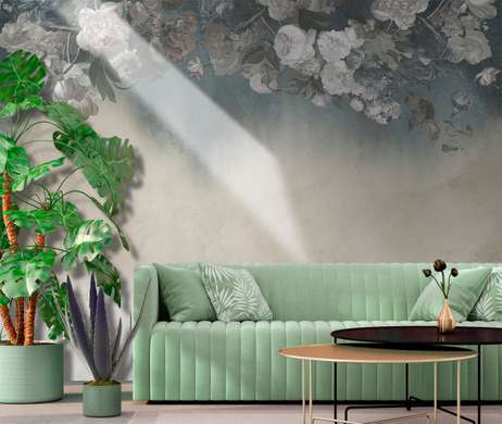 Wall Mural - flowers and shades of gray
